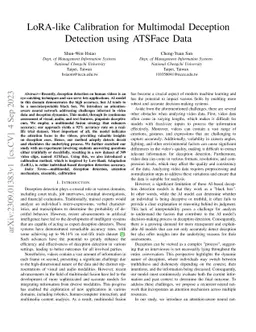 LoRA-like Calibration for Multimodal Deception Detection using ATSFace
  Data