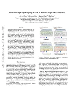 Benchmarking Large Language Models in Retrieval-Augmented Generation