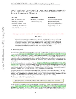 Open Sesame! Universal Black Box Jailbreaking of Large Language Models