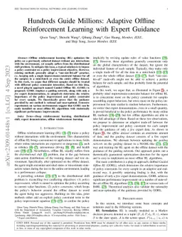 Hundreds Guide Millions: Adaptive Offline Reinforcement Learning with
  Expert Guidance