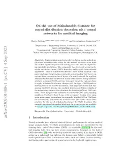 On the use of Mahalanobis distance for out-of-distribution detection
  with neural networks for medical imaging
