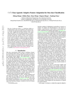CA2: Class-Agnostic Adaptive Feature Adaptation for One-class
  Classification