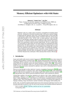 Memory Efficient Optimizers with 4-bit States