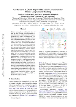 Geo-Encoder: A Chunk-Argument Bi-Encoder Framework for Chinese
  Geographic Re-Ranking