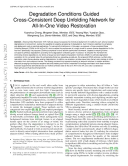 Cross-Consistent Deep Unfolding Network for Adaptive All-In-One Video
  Restoration