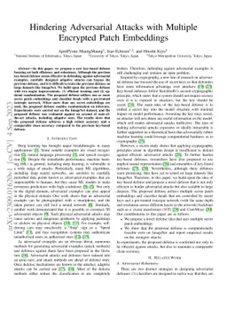 Hindering Adversarial Attacks with Multiple Encrypted Patch Embeddings