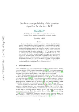On the success probability of the quantum algorithm for the short DLP