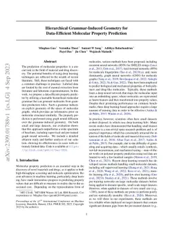 Hierarchical Grammar-Induced Geometry for Data-Efficient Molecular
  Property Prediction