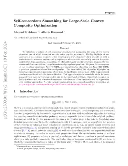 Self-concordant smoothing in proximal quasi-Newton algorithms for large-scale convex composite optimization