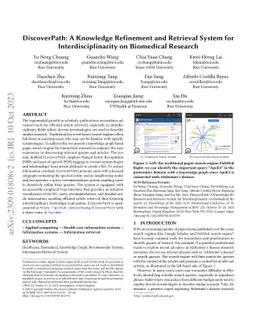 DiscoverPath: A Knowledge Refinement and Retrieval System for
  Interdisciplinarity on Biomedical Research