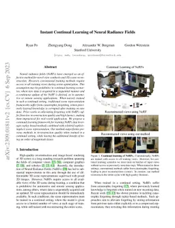 Instant Continual Learning of Neural Radiance Fields