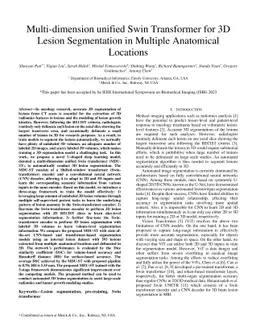Multi-dimension unified Swin Transformer for 3D Lesion Segmentation in
  Multiple Anatomical Locations