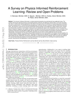 A Survey on Physics Informed Reinforcement Learning: Review and Open
  Problems