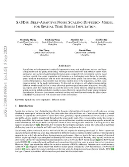 sasdim: self-adaptive noise scaling diffusion model for spatial time
  series imputation