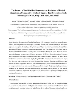 The Impact of Artificial Intelligence on the Evolution of Digital Education: A Comparative Study of OpenAI Text Generation Tools including ChatGPT, Bing Chat, Bard, and Ernie