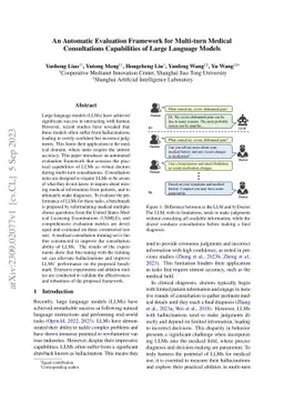 An Automatic Evaluation Framework for Multi-turn Medical Consultations
  Capabilities of Large Language Models