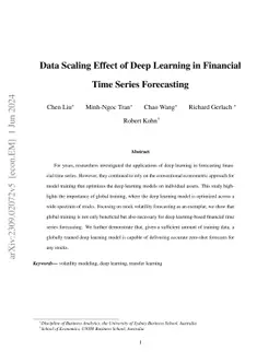 Data Scaling Effect of Deep Learning in Financial Time Series
  Forecasting