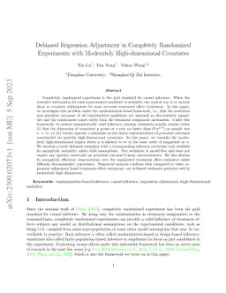 Debiased Regression Adjustment in Completely Randomized Experiments with
  Moderately High-dimensional Covariates