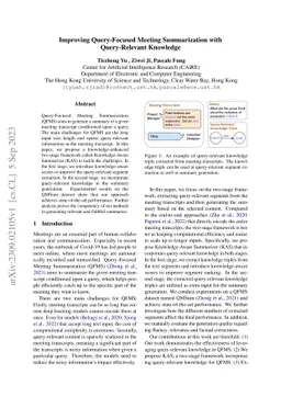 Improving Query-Focused Meeting Summarization with Query-Relevant
  Knowledge