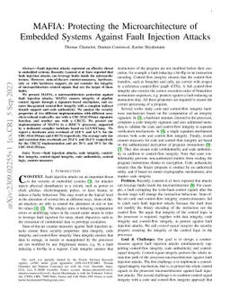 MAFIA: Protecting the Microarchitecture of Embedded Systems Against
  Fault Injection Attacks