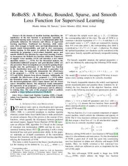 RoBoSS: A Robust, Bounded, Sparse, and Smooth Loss Function for
  Supervised Learning