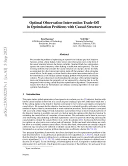 Optimal Observation-Intervention Trade-Off in Optimisation Problems with
  Causal Structure