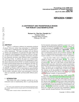 A Lightweight and Transferable Design for Robust LEGO Manipulation