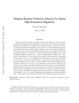 Adaptive Bayesian Predictive Inference in High-dimensional Regerssion