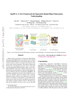 EgoPCA: A New Framework for Egocentric Hand-Object Interaction
  Understanding