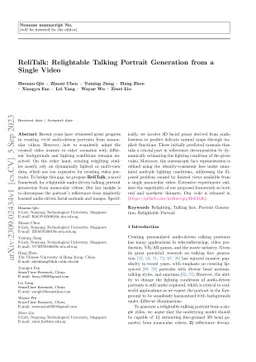 ReliTalk: Relightable Talking Portrait Generation from a Single Video