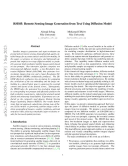 RSDiff: Remote Sensing Image Generation from Text Using Diffusion Model