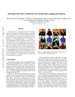 Self-Supervised Video Transformers for Isolated Sign Language
  Recognition