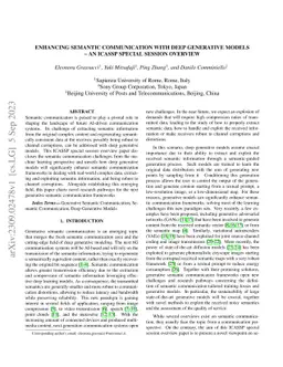Enhancing Semantic Communication with Deep Generative Models -- An
  ICASSP Special Session Overview