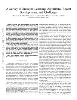 A Survey of Imitation Learning: Algorithms, Recent Developments, and
  Challenges