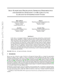 Self-Supervised Pretraining Improves Performance and Inference
  Efficiency in Multiple Lung Ultrasound Interpretation Tasks