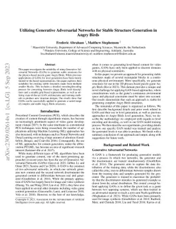 Utilizing Generative Adversarial Networks for Stable Structure
  Generation in Angry Birds