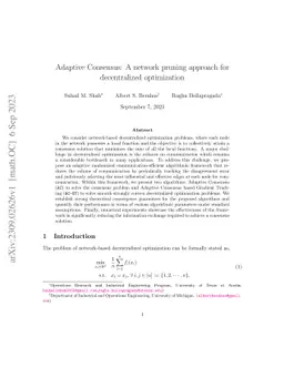 Adaptive Consensus: A network pruning approach for decentralized
  optimization
