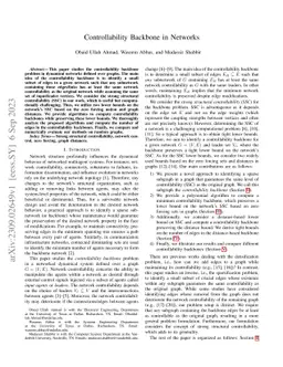Controllability Backbone in Networks