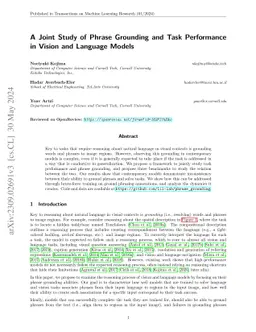 A Joint Study of Phrase Grounding and Task Performance in Vision and
  Language Models