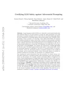 Certifying LLM Safety against Adversarial Prompting