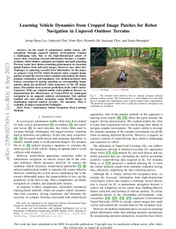 Learning Vehicle Dynamics from Cropped Image Patches for Robot
  Navigation in Unpaved Outdoor Terrains