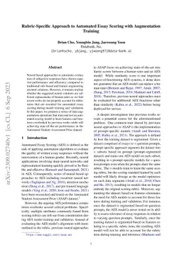 Rubric-Specific Approach to Automated Essay Scoring with Augmentation
  Training