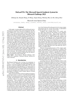 MuLanTTS: The Microsoft Speech Synthesis System for Blizzard Challenge
  2023