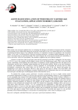 Agent-based simulation of pedestrians' earthquake evacuation;
  application to Beirut, Lebanon