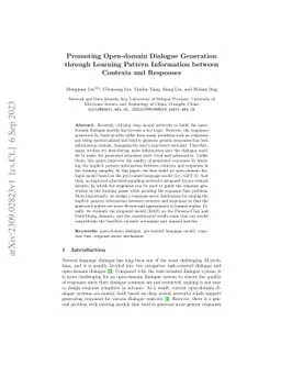 Promoting Open-domain Dialogue Generation through Learning Pattern
  Information between Contexts and Responses