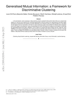 Generalised Mutual Information: a Framework for Discriminative
  Clustering