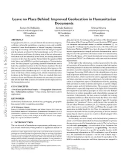 Leave no Place Behind: Improved Geolocation in Humanitarian Documents