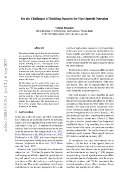 On the Challenges of Building Datasets for Hate Speech Detection