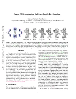 Sparse 3D Reconstruction via Object-Centric Ray Sampling
