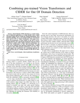 Combining pre-trained Vision Transformers and CIDER for Out Of Domain
  Detection